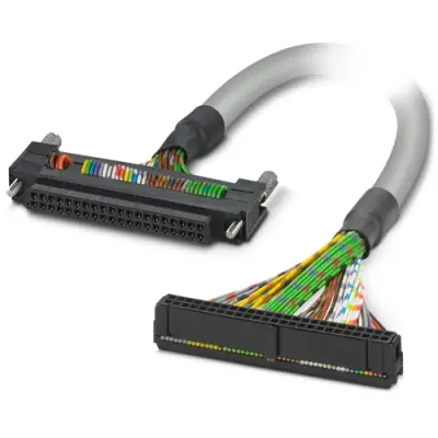 Connection cable, 2 m, Fujitsu plug connector, 40 pole straight to IDC/FLK socket header, 50 pole angled, 2304157 - 1
