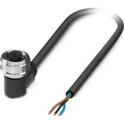 Sensor actuator cable, M12-cable socket, angled to open end, 3 pole, 5 m, PUR, black gray, 4 A, 1386513