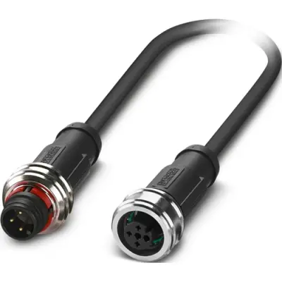 Sensor actuator cable, M12-cable plug, straight to M12-cable socket, straight, 3 pole, 1.5 m, PUR, black gray, 4 A, 1223960 - 1