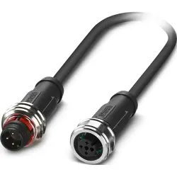 Sensor actuator cable, M12-cable plug, straight to M12-cable socket, straight, 3 pole, 1.5 m, PUR, black gray, 4 A, 1223960