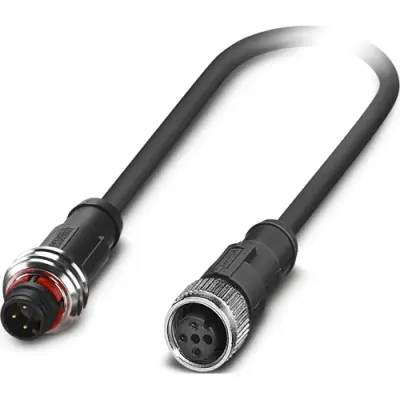 Sensor actuator cable, M12-cable plug, straight to M12-cable socket, straight, 3 pole, 1.5 m, PUR, black gray, 4 A, 1392625 - 1