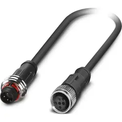 Sensor actuator cable, M12-cable plug, straight to M12-cable socket, straight, 3 pole, 1.5 m, PUR, black gray, 4 A, 1392625