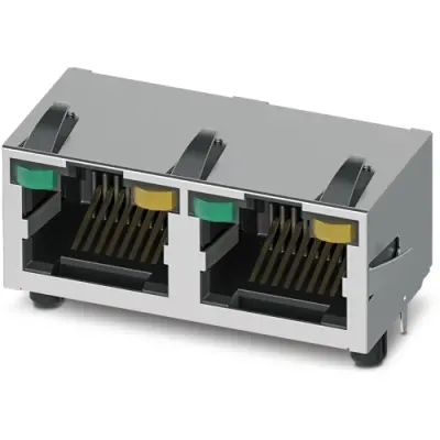 Panel socket, RJ45, 8 pole, 8P8C, solder connection, through hole, 1337254 - 1