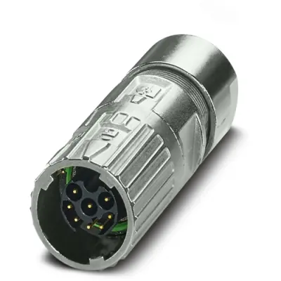 Plug, M17, 8 pole, crimp connection, ONECLICK quick locking system, straight, 1629015 - 1
