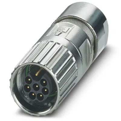 Plug, M17, 8 pole, crimp connection, screw locking, straight, 1629026 - 1