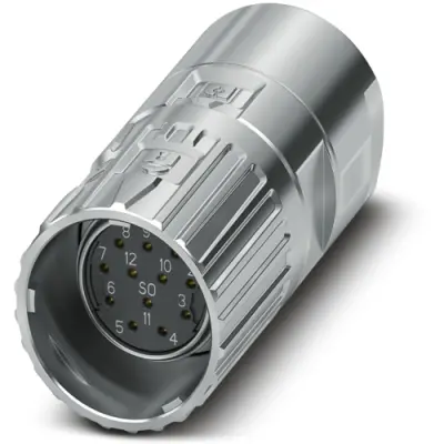Jack, M23, 12 pole, crimp connection, ONECLICK quick locking system, straight, 1069321 - 1