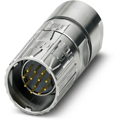 Plug, M23, 12 pole, crimp connection, ONECLICK quick locking system, straight, 1629163 - 1