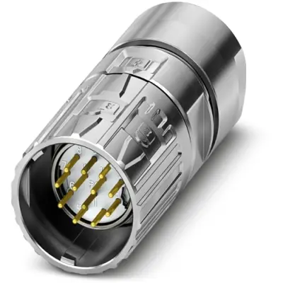 Plug, M23, 12 pole, solder connection, ONECLICK quick locking system, straight, 1342200 - 1