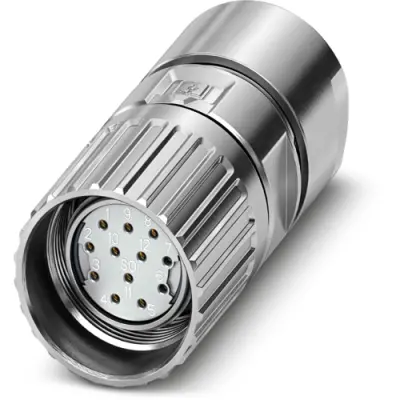 Jack, M23, 12 pole, solder connection, screw locking, straight, 1340703 - 1