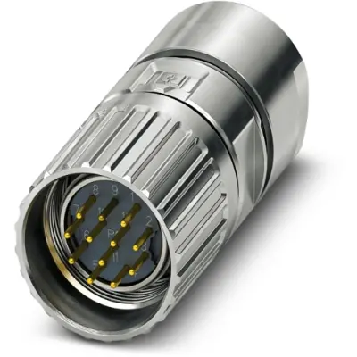 Plug, M23, 12 pole, crimp connection, screw locking, straight, 1629208 - 1