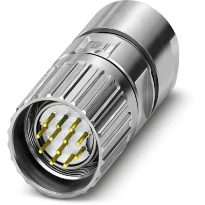 Plug, M23, 12 pole, solder connection, screw locking, straight, 1340694 - 1