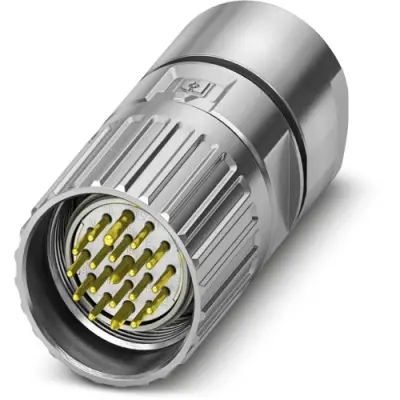 Plug, M23, 19 pole, solder connection, screw locking, straight, 1341231 - 1