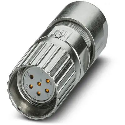 Jack, M23, 6 pole, solder connection, screw locking, straight, 1340665 - 1