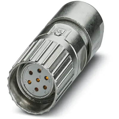Jack, M23, 7 pole, solder connection, screw locking, straight, 1340681 - 1