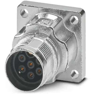 Surface mount socket, M17, 7 pole, crimp connection, standard/ONECLICK quick locking system, straight, 1628915 - 1