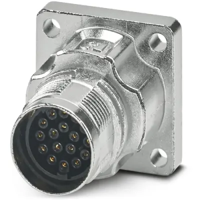 Surface mount socket, M17, 17 pole, crimp connection, standard/ONECLICK quick locking system, straight, 1628927 - 1