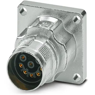 Surface mount socket, M17, 8 pole, crimp connection, standard/ONECLICK quick locking system, straight, 1628929 - 1