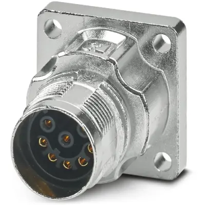 Surface mount socket, M17, 8 pole, crimp connection, standard/ONECLICK quick locking system, straight, 1628931 - 1