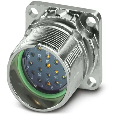 Surface mount socket, M23, 19 pole, crimp connection, standard/ONECLICK quick locking system, straight, 1629085 - 1
