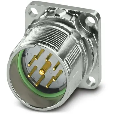 Surface-mounting plug, M23, 9 pole, solder connection, standard/ONECLICK quick locking system, straight, 1339323 - 1