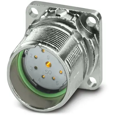 Surface mount socket, M23, 9 pole, solder connection, standard/ONECLICK quick locking system, straight, 1339325 - 1
