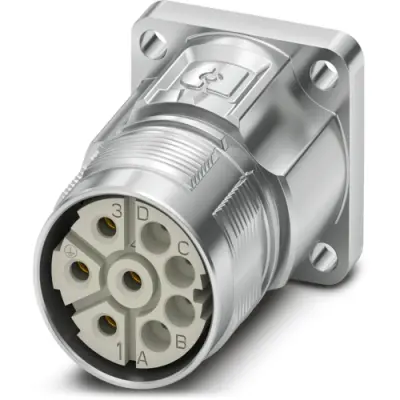 Surface mount socket, M23, 8 pole, crimp connection, standard/ONECLICK quick locking system, straight, 1628833 - 1