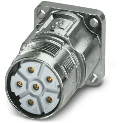 Surface mount socket, M23, 6 pole, crimp connection, standard/ONECLICK quick locking system, straight, 1628834