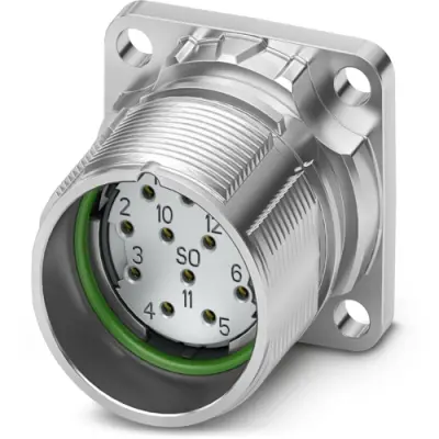 Surface mount socket, M23, 12 pole, solder connection, standard/ONECLICK quick locking system, straight, 1320259 - 1