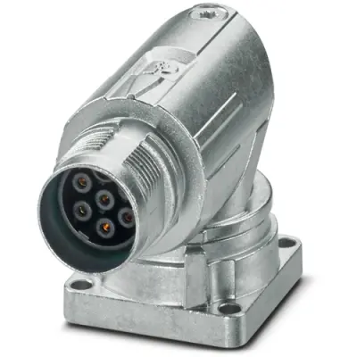 Surface mount socket, M17, 7 pole, crimp connection, standard/ONECLICK quick locking system, angled, 1628508 - 1