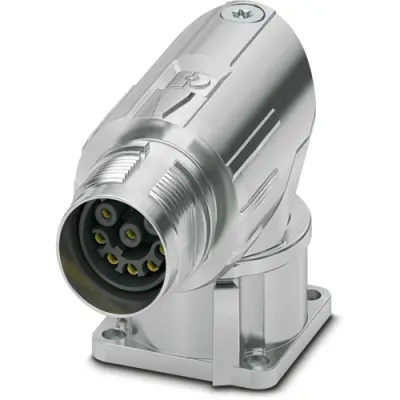 Surface mount socket, M17, 8 pole, crimp connection, standard/ONECLICK quick locking system, angled, 1628526 - 1