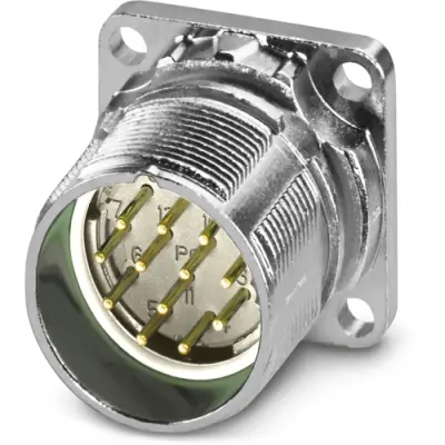 Surface-mounting plug, M23, 12 pole, solder connection, standard/ONECLICK quick locking system, straight, 1339330 - 1