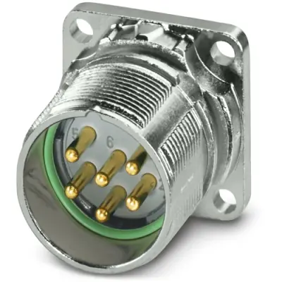 Surface-mounting plug, M23, 6 pole, solder connection, standard/ONECLICK quick locking system, straight, 1339315 - 1