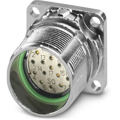 Surface mount socket, M23, 17 pole, solder connection, standard/ONECLICK quick locking system, straight, 1339337 - 1