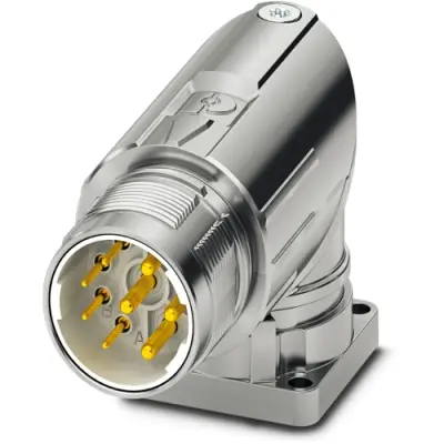 Surface-mounting plug, M23, 8 pole, crimp connection, standard/ONECLICK quick locking system, angled, 1628484 - 1