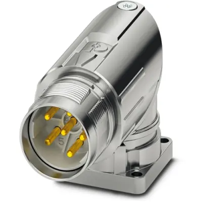 Surface-mounting plug, M23, 6 pole, crimp connection, standard/ONECLICK quick locking system, angled, 1628487 - 1
