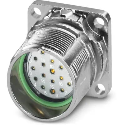 Surface mount socket, M23, 19 pole, solder connection, standard/ONECLICK quick locking system, straight, 1339341 - 1