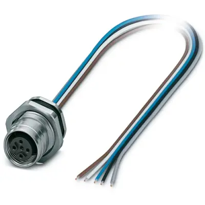 Panel socket, M12, 8 pole, strand connection, push pull, straight, 1432248 - 1