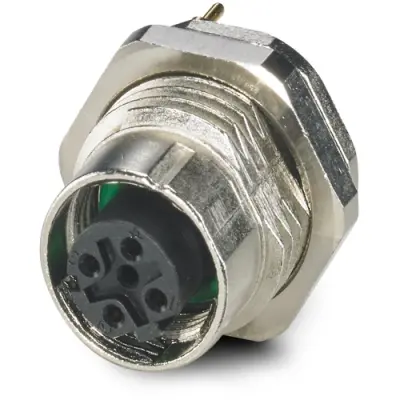 Panel socket, M12, 4 pole, solder pins, SPEEDCON locking, straight, 1237413 - 1