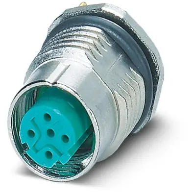 Panel socket, M12, 4 pole, solder pins, SPEEDCON locking, straight, 1239817 - 1