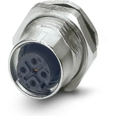 Panel socket, M12, 5 pole, solder connection, SPEEDCON locking, straight, 1239748 - 1