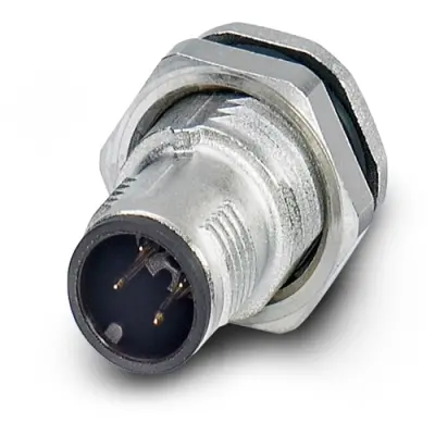 Panel plug, M12, 4 pole, solder pins, SPEEDCON locking, straight, 1239285 - 1