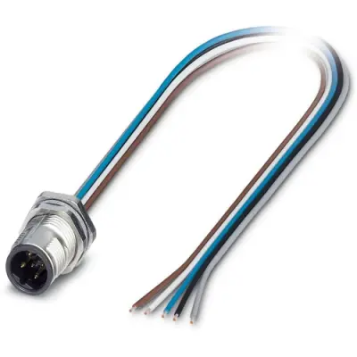 Panel plug, M12, 5 pole, strand connection, SPEEDCON locking, straight, 1240001 - 1