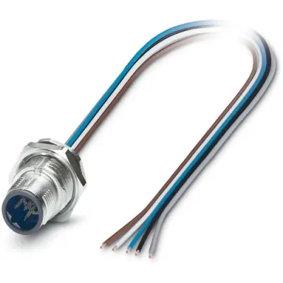Panel plug, M12, 5 pole, strand connection, SPEEDCON locking, straight, 1239966 - 1