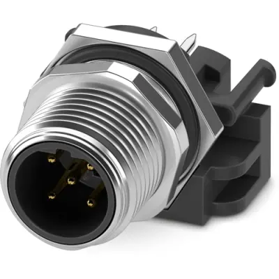 Panel plug, M12, 5 pole, solder pins, straight, 1396618 - 1