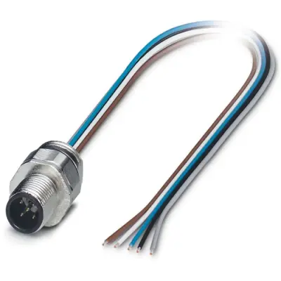 Panel plug, M12, 5 pole, strand connection, straight, 1245647 - 1
