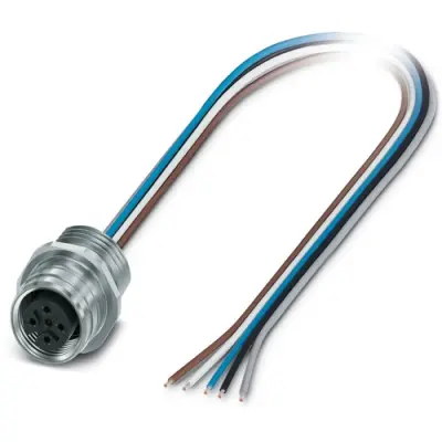 Panel socket, M12, 8 pole, strand connection, push pull, straight, 1432249 - 1