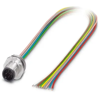 Panel plug, M12, 8 pole, strand connection, SPEEDCON locking, straight, 1237425 - 1