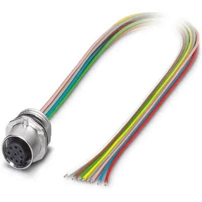 Panel socket, M12, 8 pole, strand connection, SPEEDCON locking, straight, 1237416 - 1