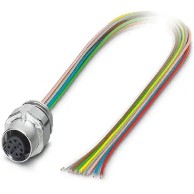 Panel socket, M12, 8 pole, strand connection, SPEEDCON locking, straight, 1239880 - 1