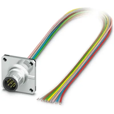 Panel plug, M12, 8 pole, strand connection, straight, 1239721 - 1